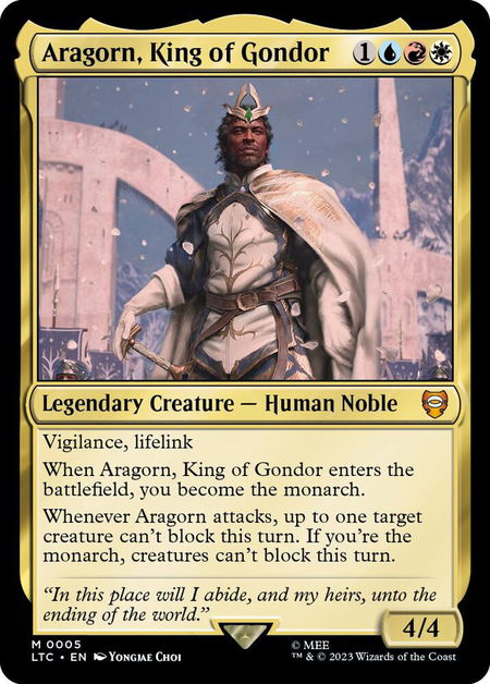 Aragorn, King of Gondor - Commander: The Lord of the Rings: Tales of Middle-earth Magic: The Gathering trading card