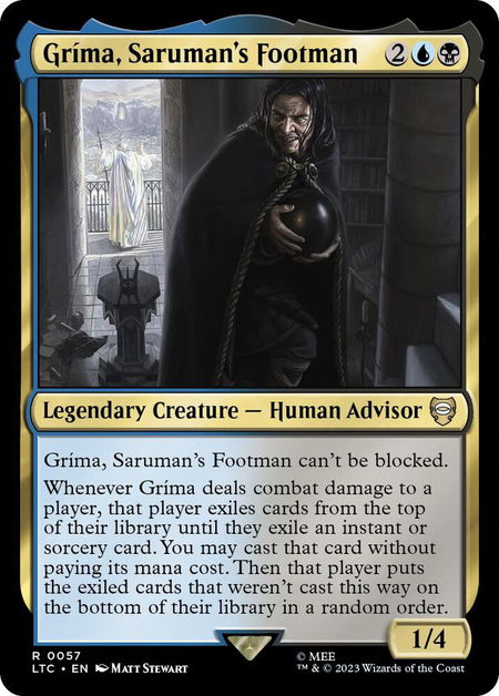 Grima, Saruman's Footman - Commander: The Lord of the Rings: Tales of Middle-earth Magic: The Gathering trading card