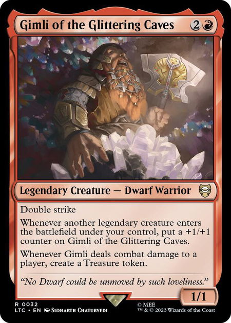 Gimli of the Glittering Caves - Commander: The Lord of the Rings: Tales of Middle-earth Magic: The Gathering trading card