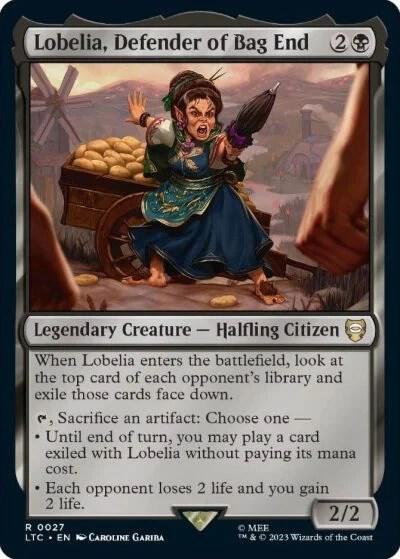 Lobelia, Defender of Bag End - Commander: The Lord of the Rings: Tales of Middle-earth Magic: The Gathering trading card