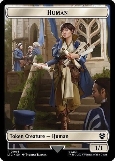 Human // Human Knight Double-Sided Token - Commander: The Lord of the Rings: Tales of Middle-earth Magic: The Gathering trading card