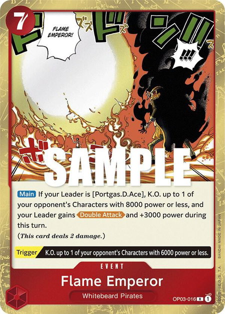 Flame Emperor trading card from Pillars of Strength Flame Emperor - Pillars of Strength One Piece trading card