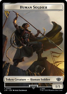 Human Soldier Token (0002) - Universes Beyond: The Lord of the Rings: Tales of Middle-earth (LTR) #2 - Token Magic: The Gathering Trading Card
