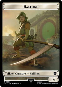 Halfling // Treasure Double-Sided Token - Commander: The Lord of the Rings: Tales of Middle-earth (LTC) #3 // 12 - Token Magic: The Gathering Trading Card