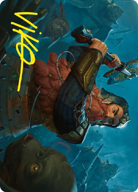 Gimli, Counter of Kills Art Card (10/81) (Gold-Stamped Signature) - Art Series: Universes Beyond: The Lord of the Rings: Tales of Middle-earth Magic: The Gathering trading card