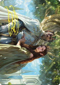 Aragorn and Arwen, Wed Art Card (Gold-Stamped Signature) - Art Series: Universes Beyond: The Lord of the Rings: Tales of Middle-earth (ASLTR) #33 - Special Magic: The Gathering Trading Card