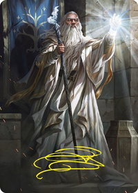 Gandalf the White Art Card (Gold-Stamped Signature) - Art Series: Universes Beyond: The Lord of the Rings: Tales of Middle-earth (ASLTR) #3 - Special Magic: The Gathering Trading Card