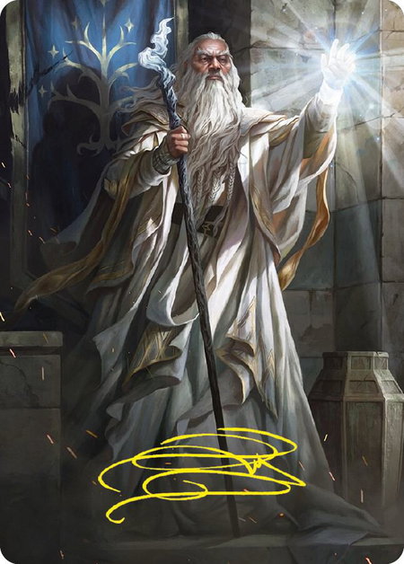 Gandalf the White Art Card (Gold-Stamped Signature) - Art Series: Universes Beyond: The Lord of the Rings: Tales of Middle-earth Magic: The Gathering trading card