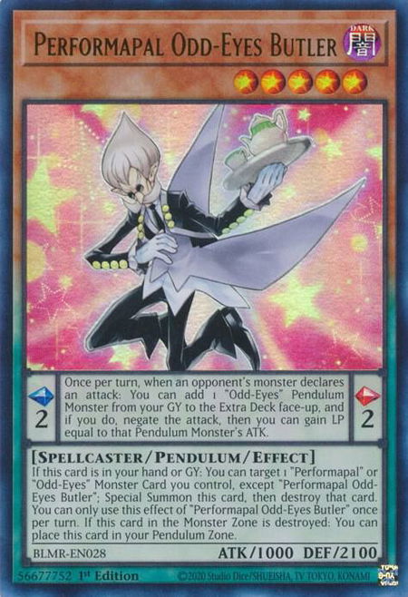 Performapal Odd-Eyes Butler - Battles of Legend: Monstrous Revenge YuGiOh trading card