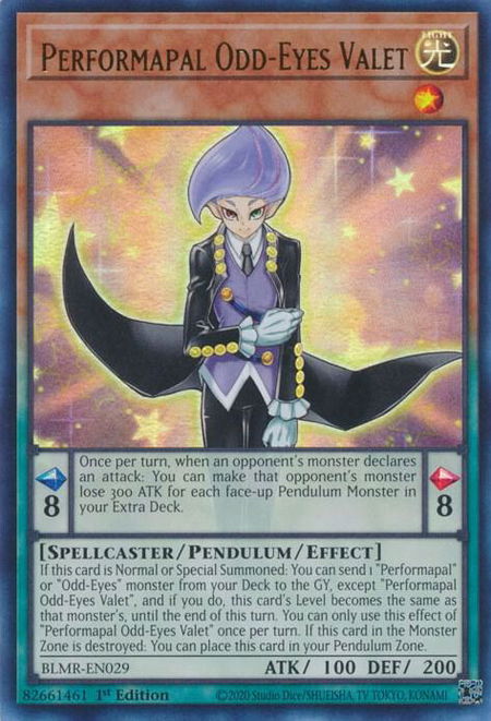 Performapal Odd-Eyes Valet - Battles of Legend: Monstrous Revenge YuGiOh trading card