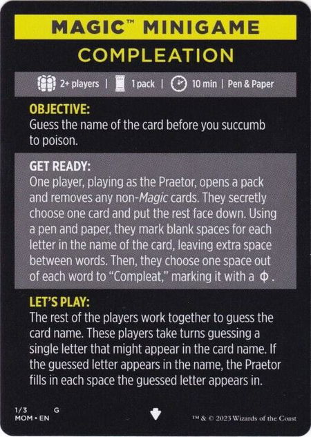 Magic Minigame: Compleation - March of the Machine Magic: The Gathering trading card