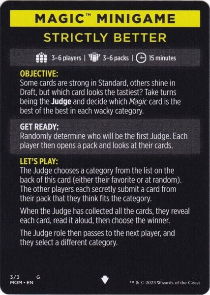 Magic Minigame: Strictly Better trading card from March of the Machine Magic Minigame: Strictly Better - March of the Machine Magic: The Gathering trading card