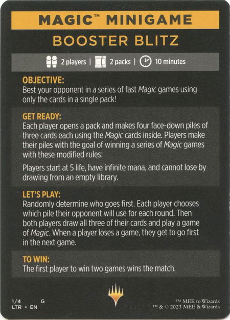 Magic Minigame: Booster Blitz - Universes Beyond: The Lord of the Rings: Tales of Middle-earth Magic: The Gathering trading card