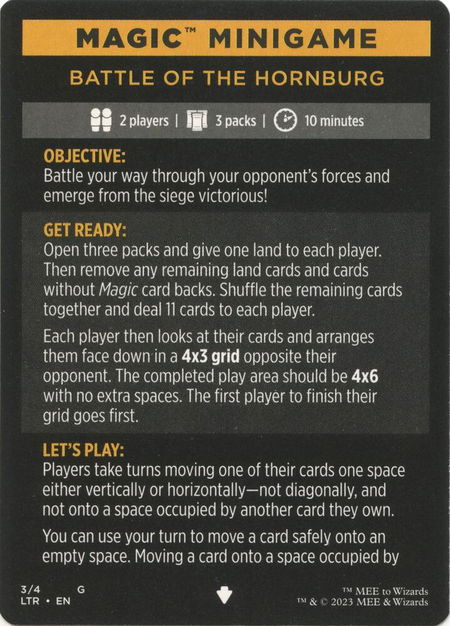 Magic Minigame: Battle of the Hornburg - Universes Beyond: The Lord of the Rings: Tales of Middle-earth Magic: The Gathering trading card
