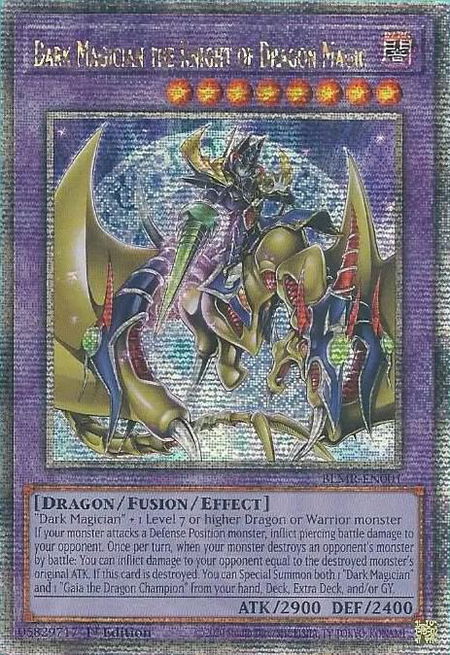 Dark Magician the Knight of Dragon Magic (Quarter Century Secret Rare) trading card from Battles of Legend: Monstrous Revenge Dark Magician the Knight of Dragon Magic (Quarter Century Secret Rare) - Battles of Legend: Monstrous Revenge YuGiOh trading card