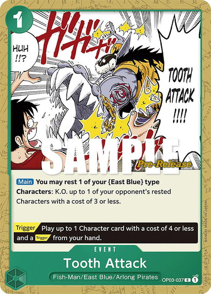 Tooth Attack trading card from Pillars of Strength Pre-Release Cards Tooth Attack - Pillars of Strength Pre-Release Cards One Piece trading card