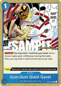 Gum-Gum Giant Gavel - Pillars of Strength Pre-Release Cards (OP03 PRE) #OP03-055 - Common One Piece Trading Card