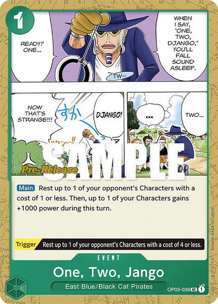 One, Two, Jango trading card from Pillars of Strength Pre-Release Cards One, Two, Jango - Pillars of Strength Pre-Release Cards One Piece trading card