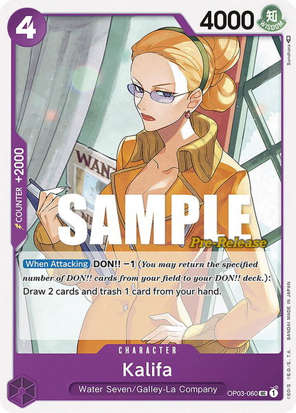 Kalifa trading card from Pillars of Strength Pre-Release Cards Kalifa - Pillars of Strength Pre-Release Cards One Piece trading card