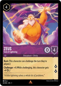 Zeus - God of Lightning - The First Chapter (1) #61/204 - Rare Disney Lorcana Trading Card