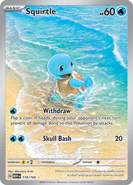 Squirtle - 170/165 trading card from SV: Scarlet & Violet 151 Squirtle - 170/165 - SV: Scarlet & Violet 151 Pokémon trading card