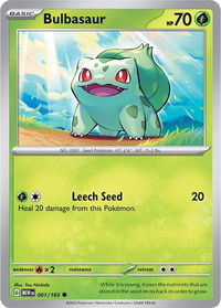 Bulbasaur - 001/165 - SV: Scarlet & Violet 151 (MEW) #001/165 - Common Pokémon Trading Card