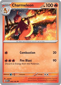 Charmeleon - 005/165 - SV: Scarlet & Violet 151 (MEW) #005/165 - Uncommon Pokémon Trading Card