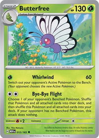 Butterfree - SV: Scarlet & Violet 151 (MEW) #012/165 - Uncommon Pokémon Trading Card