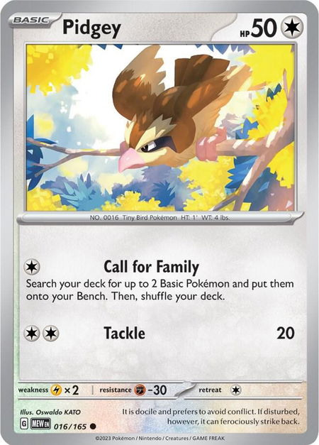 Pidgey trading card from SV: Scarlet & Violet 151 Pidgey - SV: Scarlet & Violet 151 Pokémon trading card