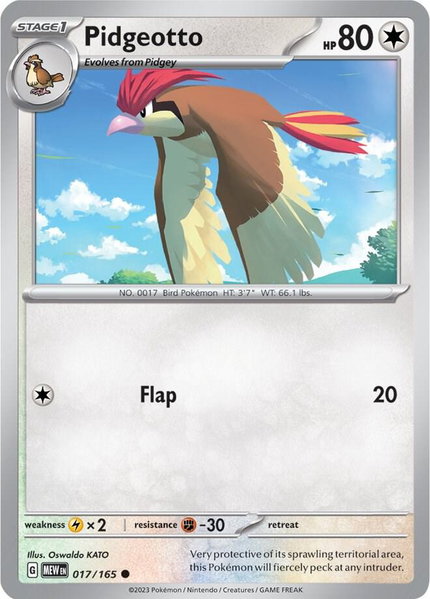 Pidgeotto trading card from SV: Scarlet & Violet 151 Pidgeotto - SV: Scarlet & Violet 151 Pokémon trading card