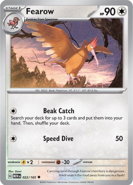 Fearow trading card from SV: Scarlet & Violet 151 Fearow - SV: Scarlet & Violet 151 Pokémon trading card