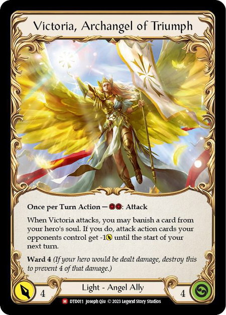 Figment of Triumph // Victoria, Archangel of Triumph trading card from Dusk till Dawn Figment of Triumph // Victoria, Archangel of Triumph - Dusk till Dawn Flesh and Blood trading card
