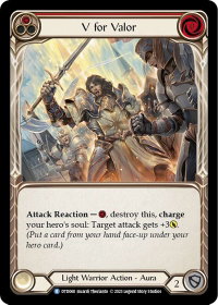 V for Valor (Red) - Dusk till Dawn (DTD) #DTD060 - Rare Flesh and Blood Trading Card