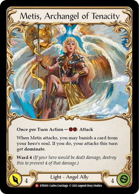 Figment of Tenacity // Metis, Archangel of Tenacity trading card from Dusk till Dawn Figment of Tenacity // Metis, Archangel of Tenacity - Dusk till Dawn Flesh and Blood trading card