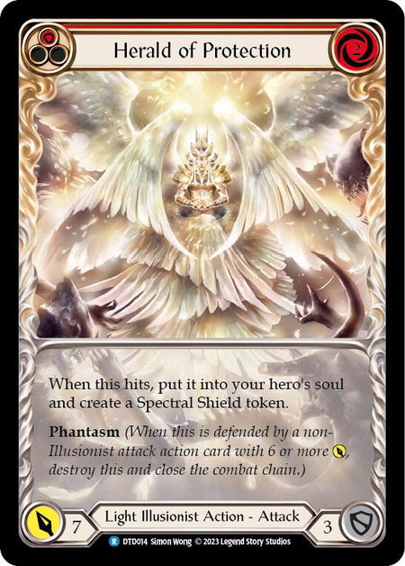 Herald of Protection (Red) trading card from Dusk till Dawn Herald of Protection (Red) - Dusk till Dawn Flesh and Blood trading card