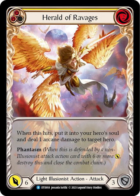 Herald of Ravages (Yellow) trading card from Dusk till Dawn Herald of Ravages (Yellow) - Dusk till Dawn Flesh and Blood trading card