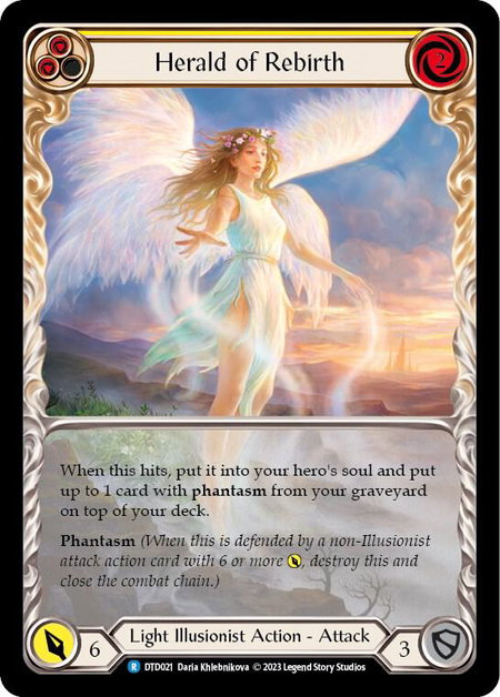 Herald of Rebirth (Yellow) trading card from Dusk till Dawn Herald of Rebirth (Yellow) - Dusk till Dawn Flesh and Blood trading card