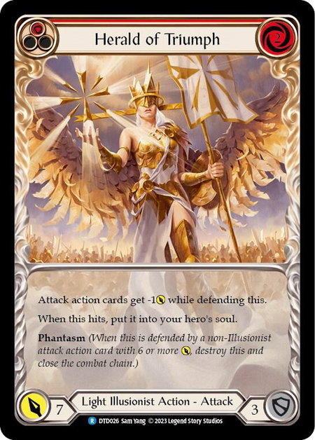 Herald of Triumph (Red) trading card from Dusk till Dawn Herald of Triumph (Red) - Dusk till Dawn Flesh and Blood trading card