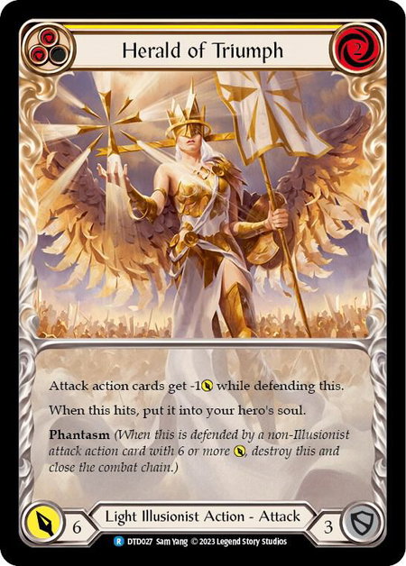 Herald of Triumph (Yellow) trading card from Dusk till Dawn Herald of Triumph (Yellow) - Dusk till Dawn Flesh and Blood trading card