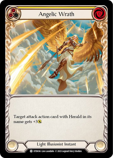 Angelic Wrath (Yellow) trading card from Dusk till Dawn Angelic Wrath (Yellow) - Dusk till Dawn Flesh and Blood trading card