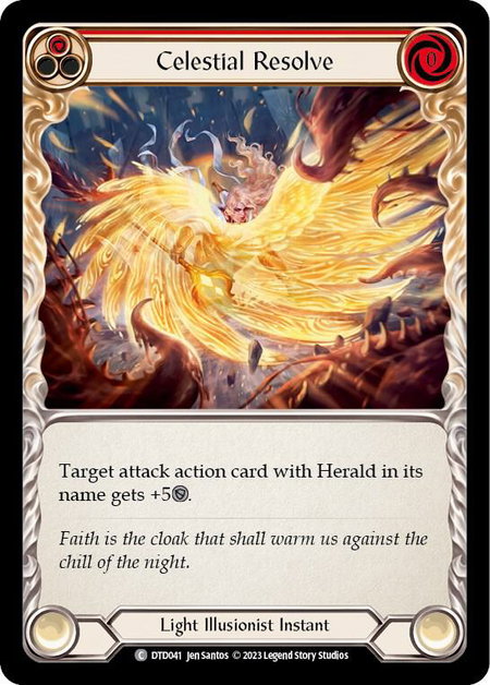 Celestial Resolve (Red) trading card from Dusk till Dawn Celestial Resolve (Red) - Dusk till Dawn Flesh and Blood trading card