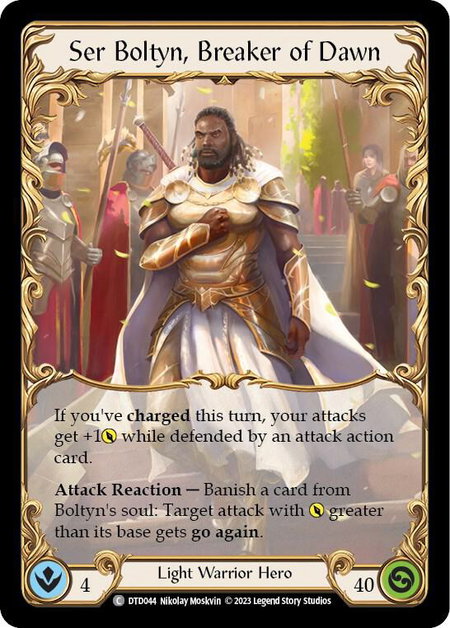 Ser Boltyn, Breaker of Dawn trading card from Dusk till Dawn Ser Boltyn, Breaker of Dawn - Dusk till Dawn Flesh and Blood trading card