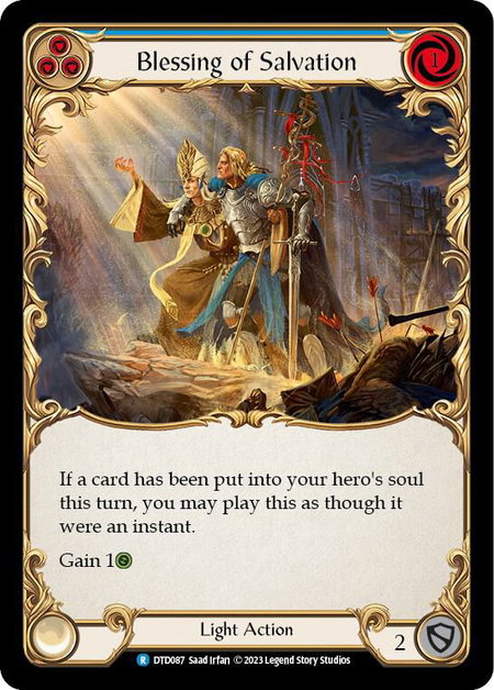 Blessing of Salvation (Blue) trading card from Dusk till Dawn Blessing of Salvation (Blue) - Dusk till Dawn Flesh and Blood trading card