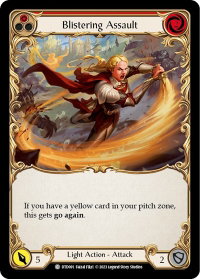 Blistering Assault (Red) - Dusk till Dawn (DTD) #DTD091 - Common Flesh and Blood Trading Card