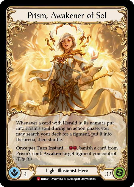 Prism, Awakener of Sol trading card from Dusk till Dawn Prism, Awakener of Sol - Dusk till Dawn Flesh and Blood trading card
