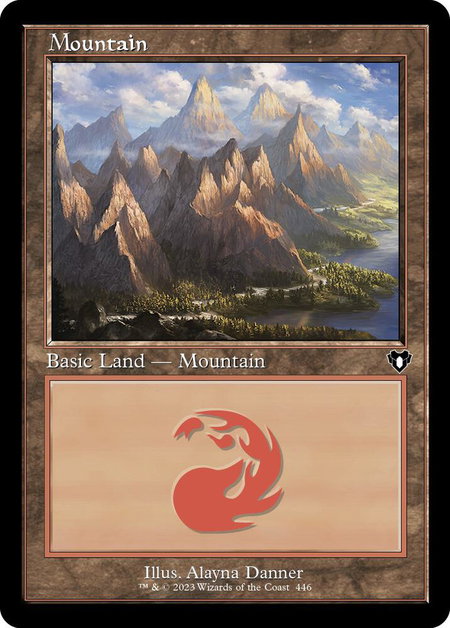 Mountain (446) (Retro Frame) - Commander Masters Magic: The Gathering trading card