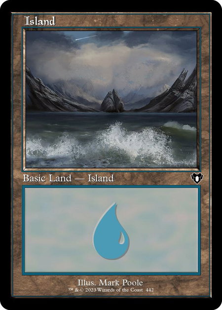 Island (442) (Retro Frame) - Commander Masters Magic: The Gathering trading card