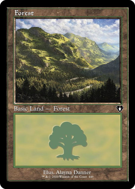 Forest (449) (Retro Frame) - Commander Masters Magic: The Gathering trading card
