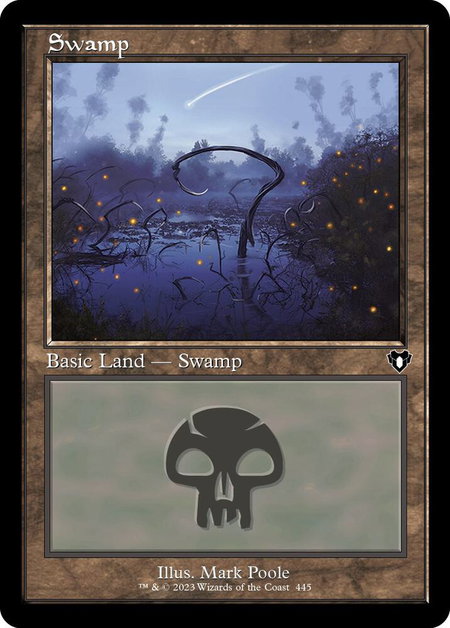 Swamp (445) (Retro Frame) - Commander Masters Magic: The Gathering trading card
