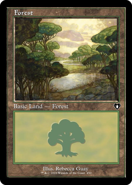 Forest (450) (Retro Frame) - Commander Masters Magic: The Gathering trading card